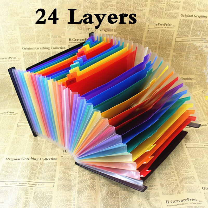 48 Layers A4 Document Standing Accordions Pockets Expanding File Folder Waterproof Organizer Bag For Business Office Stationery