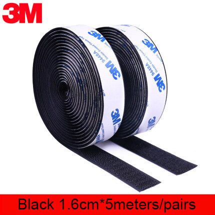 5 M/pairs 16/20/25/30/38/50Mm Klittenbandsluitingen Lijm 3M Lijm Sterke zelfklevende Sluiting Tape Nylon Haken En Lussen Sticker Magic Diy: 16mm Black 500cm