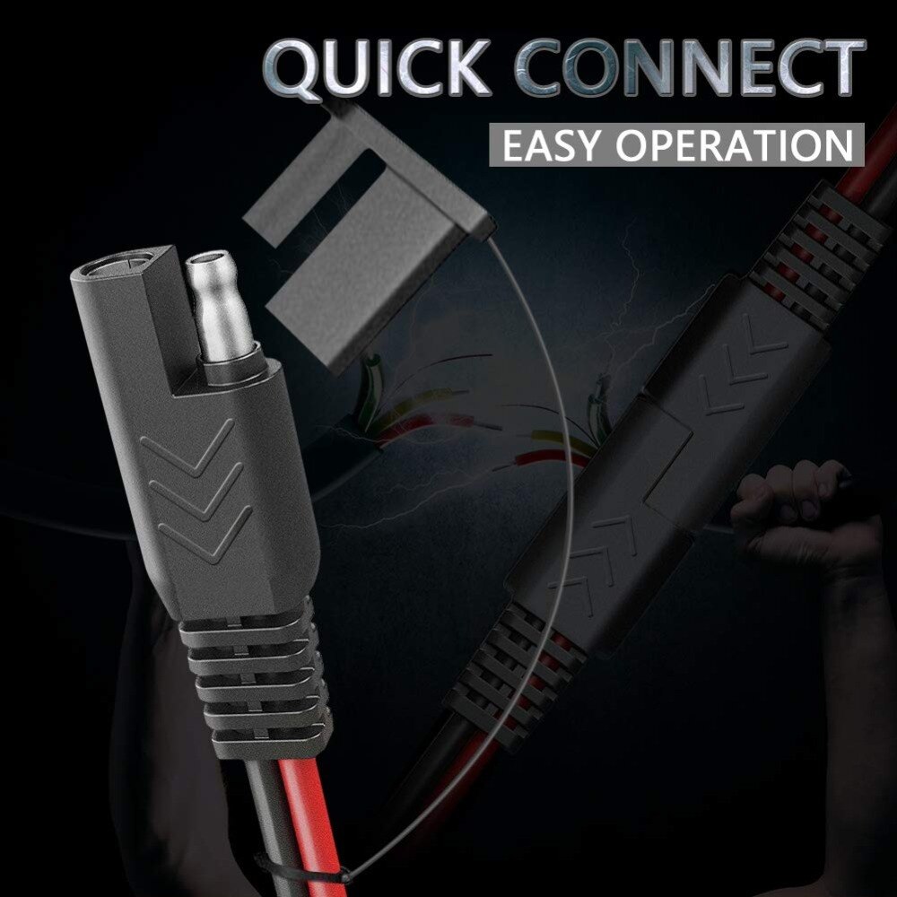 Terminal anel sae para anel o de 10 pés, 14 awg 12-24v, conector, cabo de extensão para carregador de bateria/manutenção