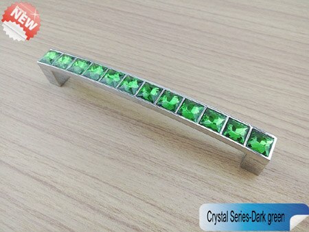 Super Shiny Real Crystal Glass 3D Diamond Handle Furniture Door Drawer Knobs Wardrobe Kitchen Cabinets Cupboard Dresser Pulls: Dark green