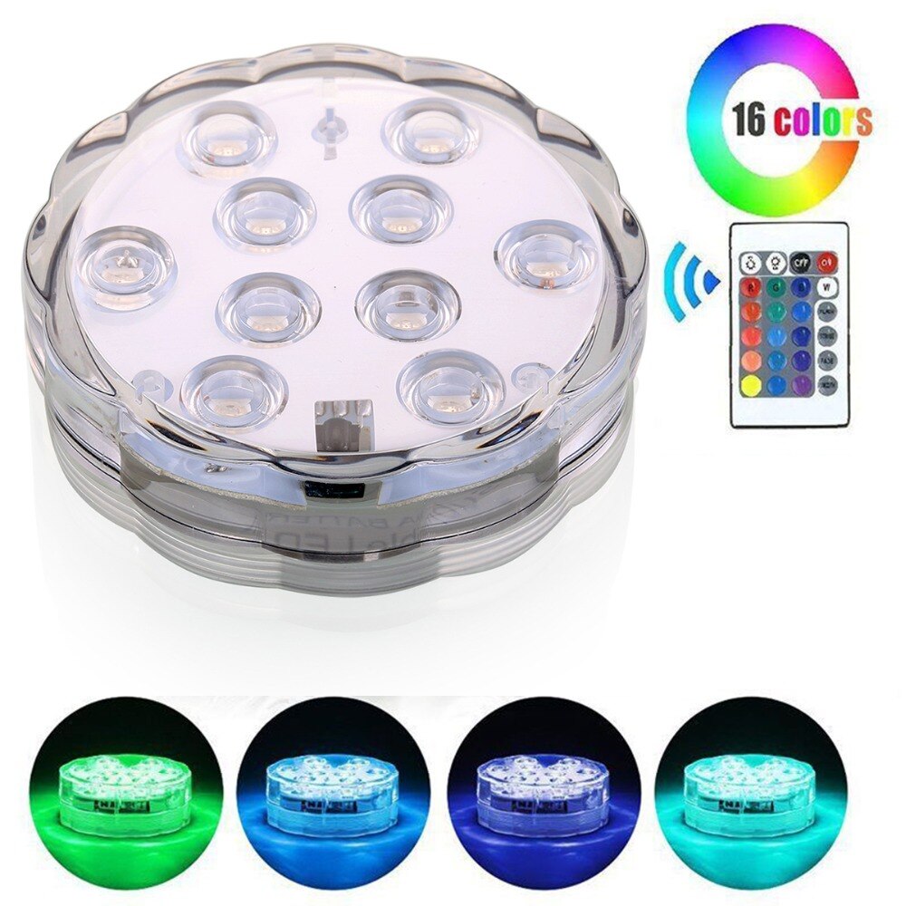 Tinghao 10 led fisktank rgb akvarieljus vattentät nedsänkbar vas poolbelysning undervattensdekor fjärrkontroll
