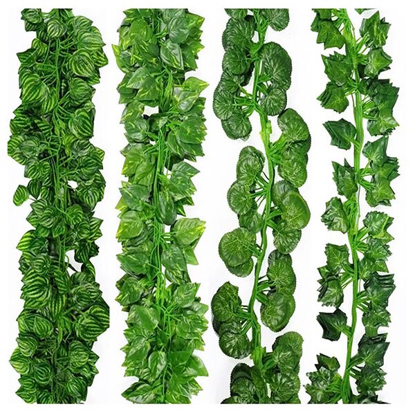 12 Stuks 2M Kunstmatige Opknoping Vine Plant Bladeren Plastic Huis Tuin Muur Bruiloft Decoratie SLC88