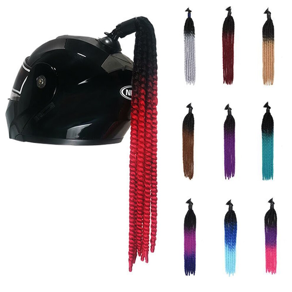 Punk stil motorcykel hjelm dreadlocks kvinder hjelm dreadlocks hestehale fletning motocross cykelhjelm punk hår dekoration