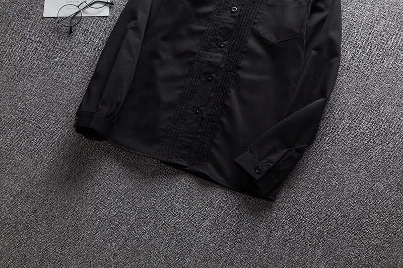 Camisa escolar japonesa feminina, uniforme de trabalho para meninas, estudantes de algodão preto, uniforme jk, camisa preta de manga longa