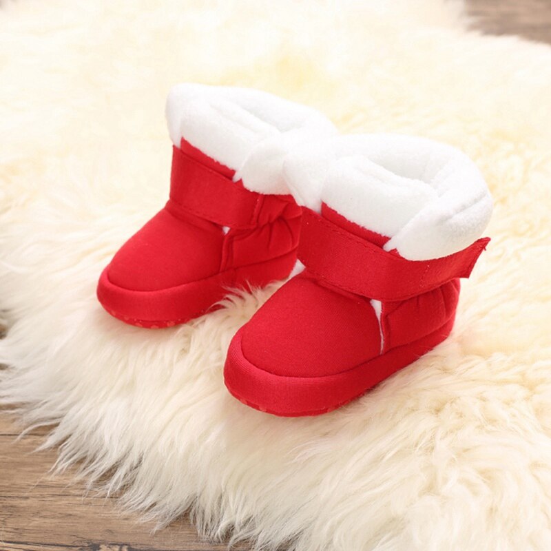 Hiver chaussures de démarrage chaudes Frist chaussures de marche hiver bébé filles chaussures chaussures à semelle souple: Rouge / 7-12 mois