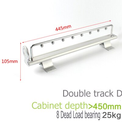 Top Mounted Sliding Pull Out Pull-out Closet Wardrobe Cloth Hanger Rack 25/30/35/40/45/50CM Heavy Duty Retractable Closet: Silver 445mm