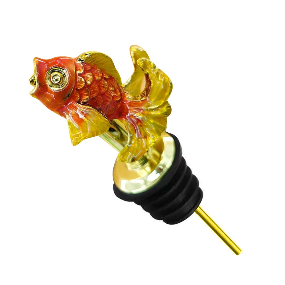 1Pcs Jagermeister Wine Pourer Zinc Alloy Deer Elk Lion Bull Wine Stopper Drinks Bar Tools Night Club Bar Accessories: Enamel Gold Fish