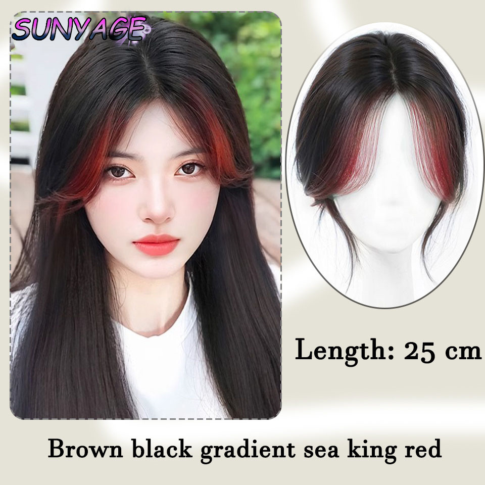 Perruque Synthétique à Frange de Caractère de Lecture, Postiche sur le Haut de la Tête pour Couvrir les Cheveux Blancs et en Frange Complète, pour Femme: T1B/613