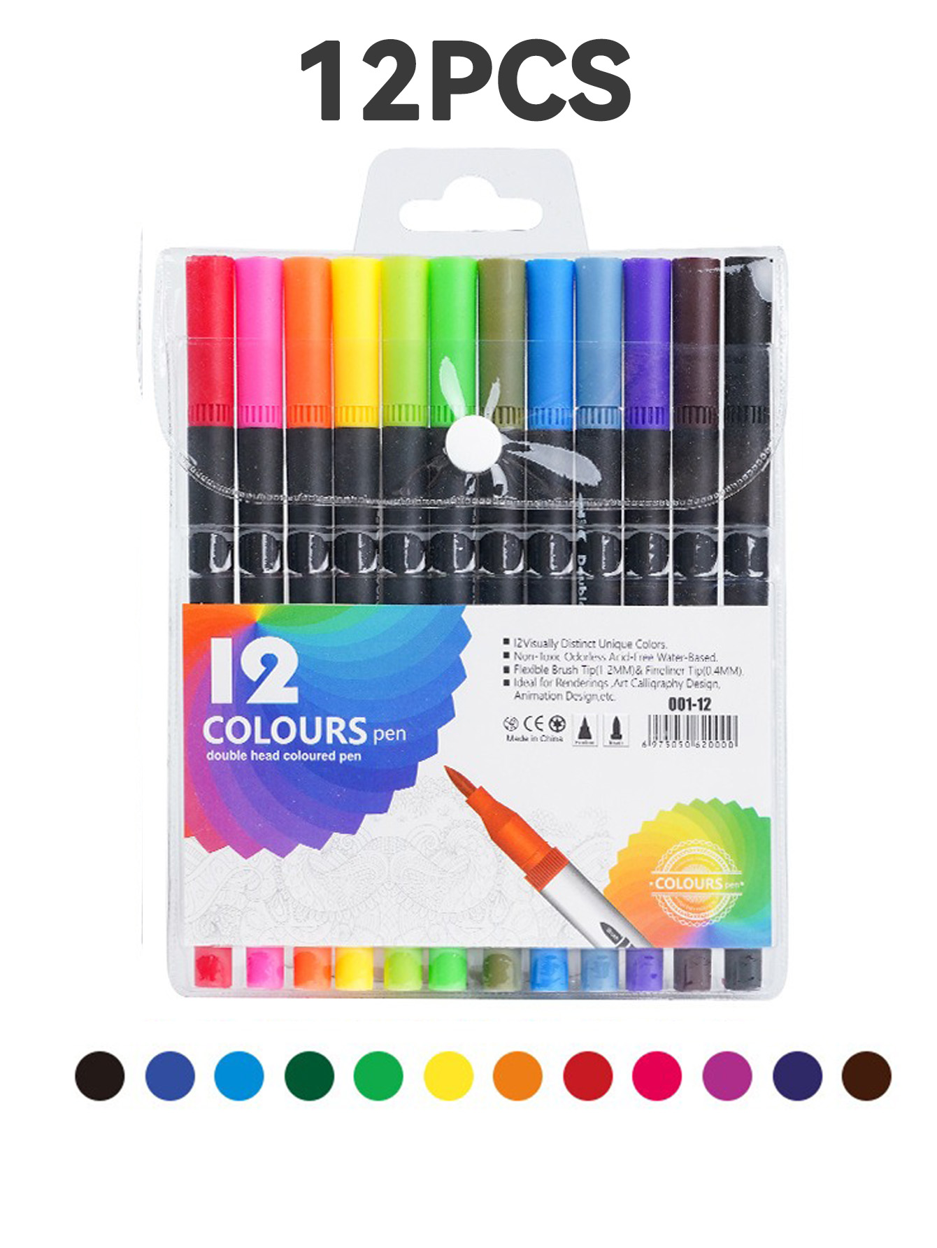12/24/36/60/80/100/120 Colors Dual Markers Brush Pen Fine Double Tip Art Marker Coloring Hand Lettering Drawing School Supplied: Yellow