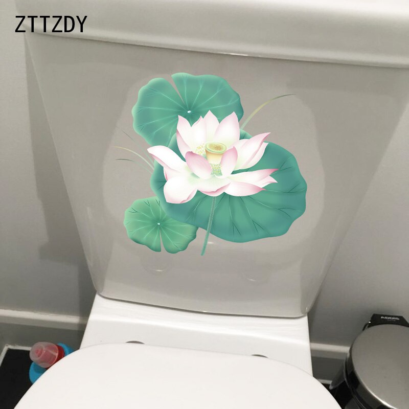 ZTTZDY 20.4*18.5 CM Verse Inkt Lotus Klassieke Art Muursticker Creatieve WC Toiletbril Stickers Decor T2-0053