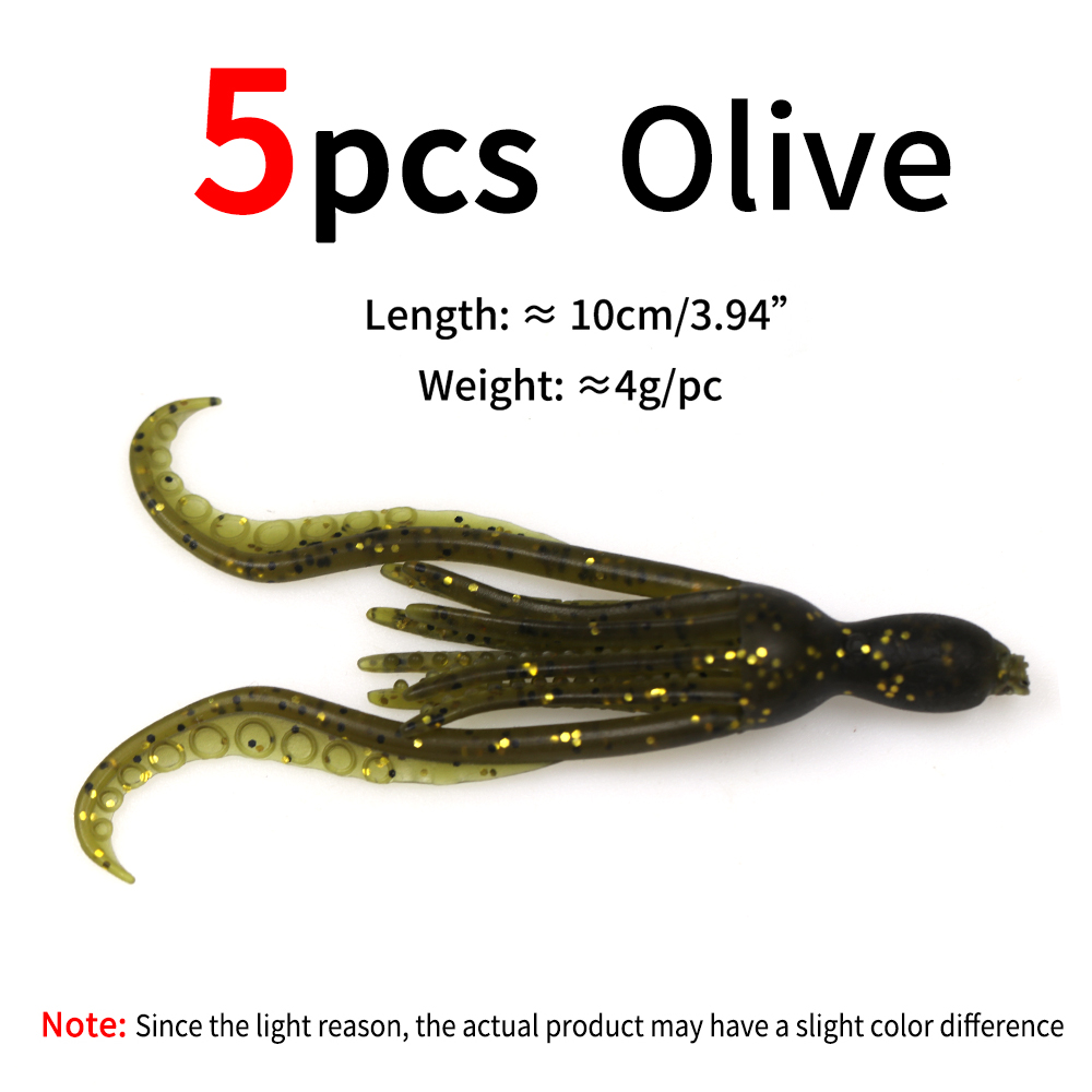ELLLV 5 uds 10cm/4g cebo de calamar pulpo Fluo pargo de agua salada Pesca señuelo suave Material TPR Kabura Pesca Wobbler aparejos de Pesca: Naranja