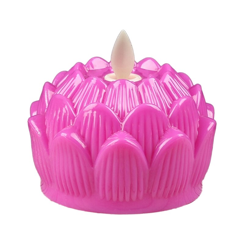 2022 Lotus Light Asian Table Desk Altar Lotus Lamp Light Traditions Decoration: purple