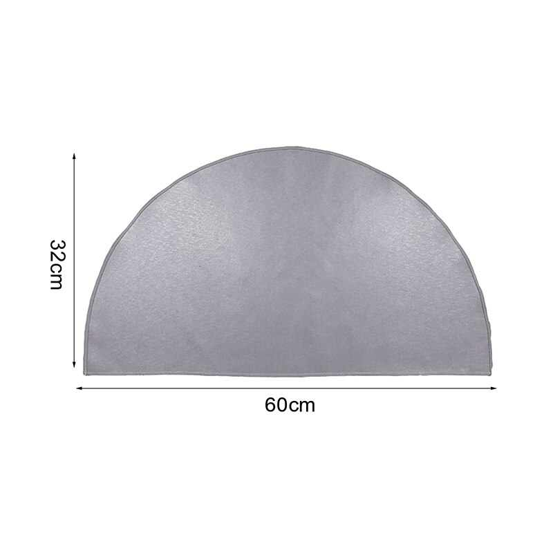 Fireproof Carpet Half Round Fiberglass Silicon Coated Floor Mat For Fireplace Grill BBQ Semicircular Flame Retardant Carpet: Grey