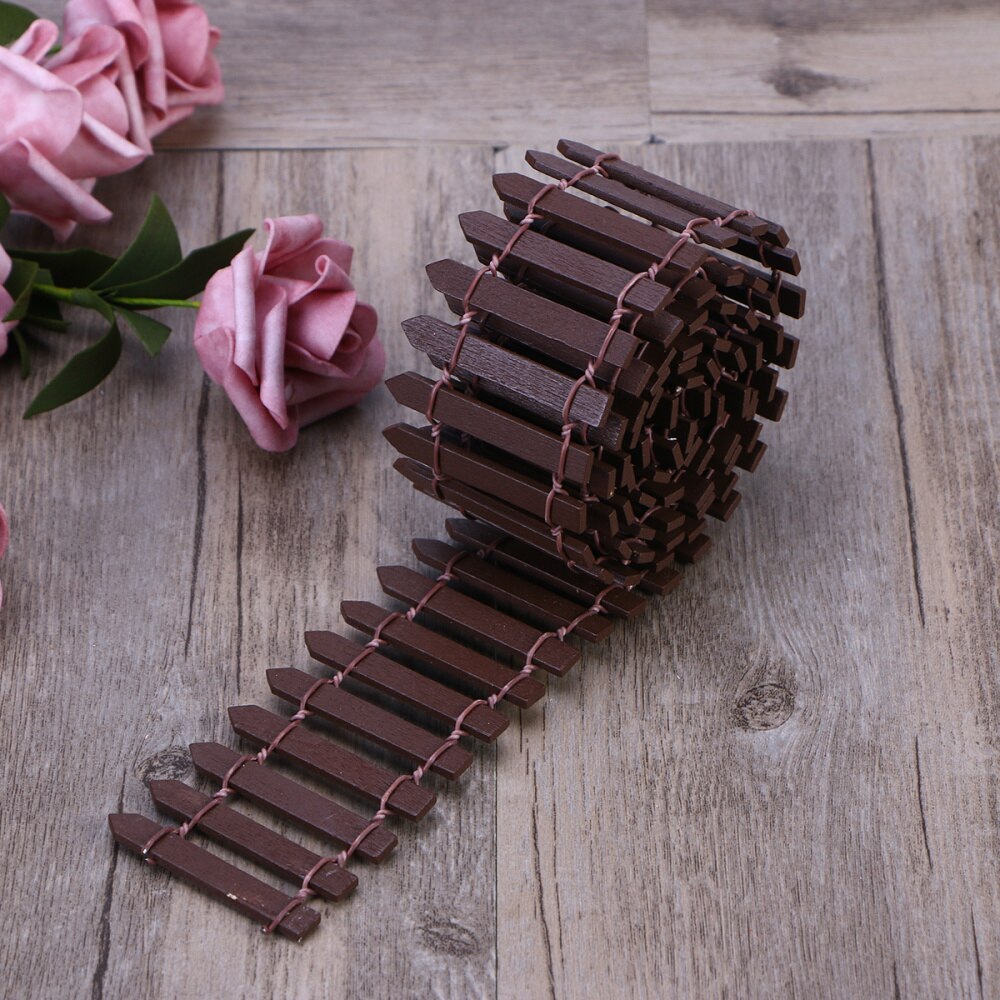 100cm x 5cm Mini Small Wood Fence DIY mini house Fairy Garden Micro Plant Pot Decor Bonsai Terrarium Ornament (Coffee): Default Title