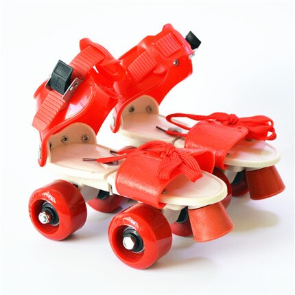 Børn to linjer rulleskøjter dobbelt række 4 hjulskøjter sko justerbar størrelse glidende inline patines en linea kids  ib02: Rød