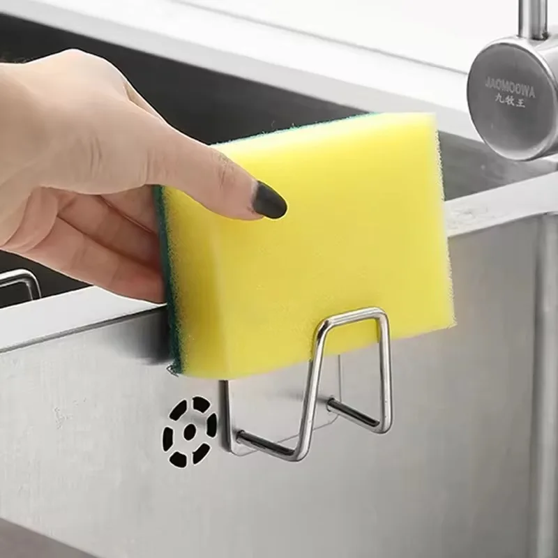 Kitchen Sponge Storages Sink Drain Drying Rack Shelf Toilet Bathroom Sponge Holder Cleaning Sponge Rack Hooks Accessories Tools