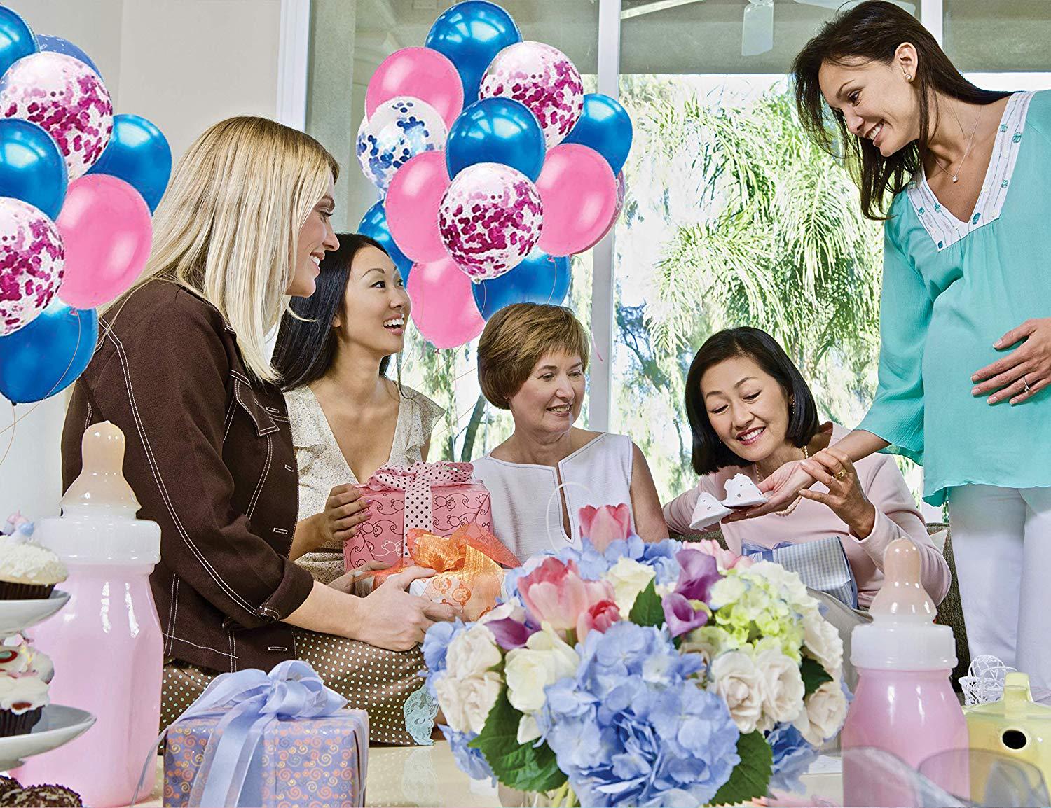 Baby Shower Gender Reveal Party Decoration Luxury Kit Confetti 36inch Black Boy Or Girl Latex Balloon Banner Cake Decor Supplies