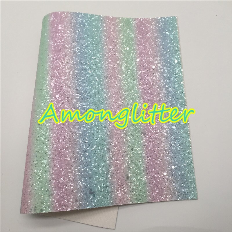 Amonglitter Rainbow hojas de tela de cuero grueso de brillo, tejido brillante para bolsas y zapatos de lazos de bricolaje 21x29cm tamaño A4 MB013A: 6