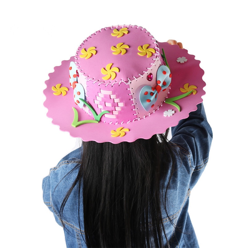 DIY EVA Foam Paper Weaving Hat Flower Star Pattern Kindergarten Art Kids Craft Toys For Children Party Decoration