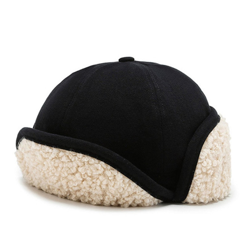 Novelty Winter Thermal Bomber Hats For Men Women ins Style Velvet Thicken Lamb Wool Biker Windproof Hat Earmuffs Cap Ski Cap