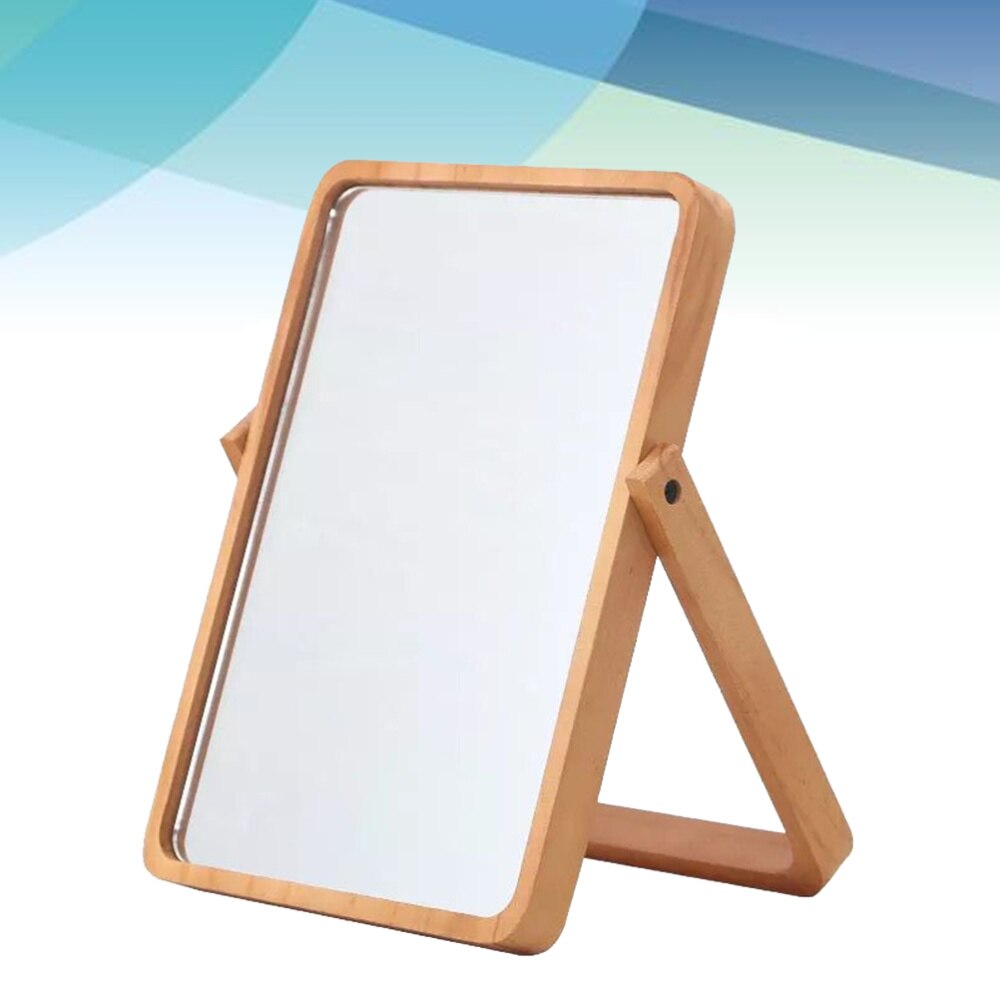 1PC Rectangular Makeup Mirror Dressing Mirror Wooden Frame Mirror Desktop Mirror for Girls Women