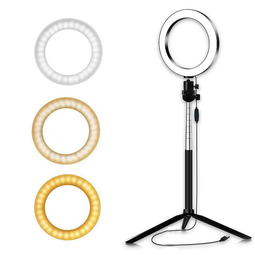6 inch fotografielamp dimbare led studiocamera ringlamp fototelefoon videolamp selfie-houder