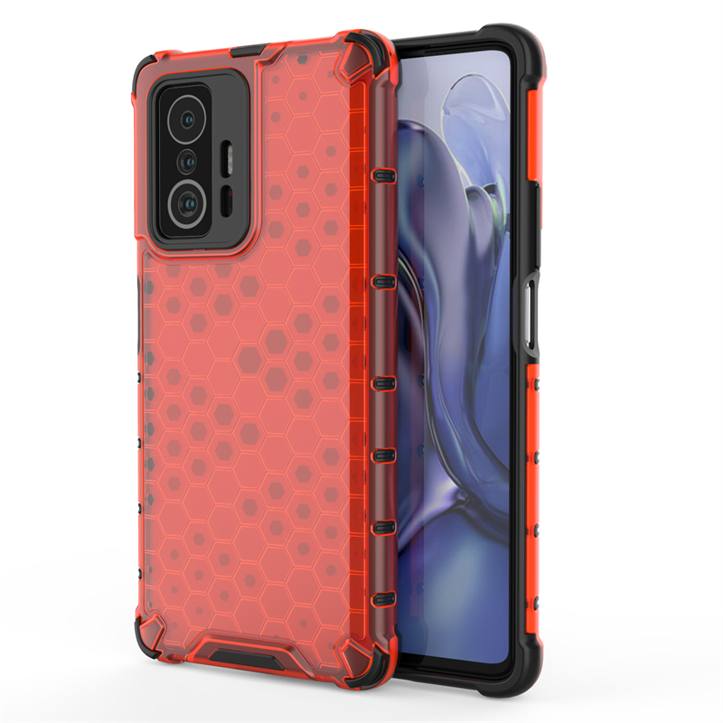 Wstrząsoodporne przezroczyste etui robić Xiaomi 11T plaster miodu Armor Obudowa robić Xiaomi 11T Obudowa robić Xiaomi 11T 12X 12 11 Lite 5G ne 10T zawodowiec: PE / Czerwony