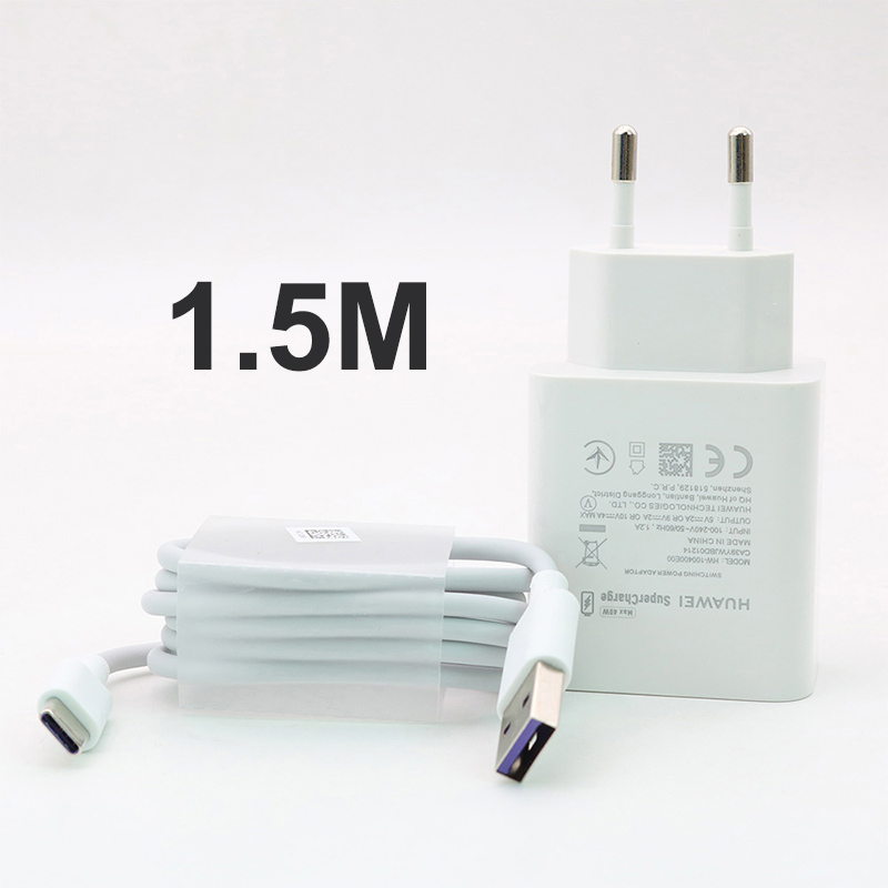 Huawei Supercharge Fast Charger Max 40W 10V/4A With 5A Cable For Huawei P30 P40 Nova 5 5t 7 Pro Mate 30 20 Pro Magic 2 Honor V30: EU and 1.5m cable