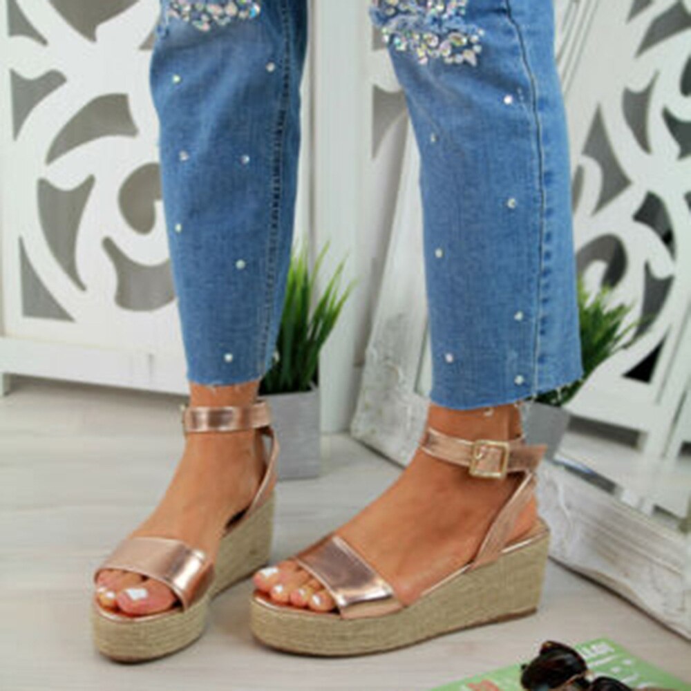 Oeak sandalias De Mujer Zapatos De verano Correa sandalia plataforma cuñas Zapatos Mujer Casual Peep Toe Zapatos De Mujer