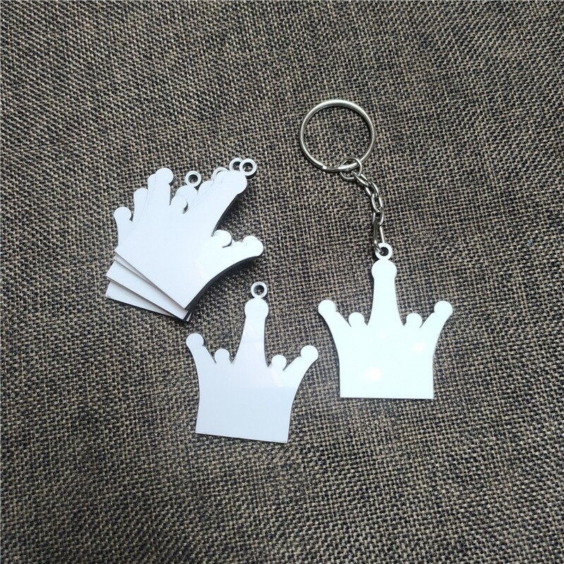 50pcs/lots Blank Sublimation MDF Key Rings Tags Keychain DIY Printing Sublimation Ink Transfer Two Sides