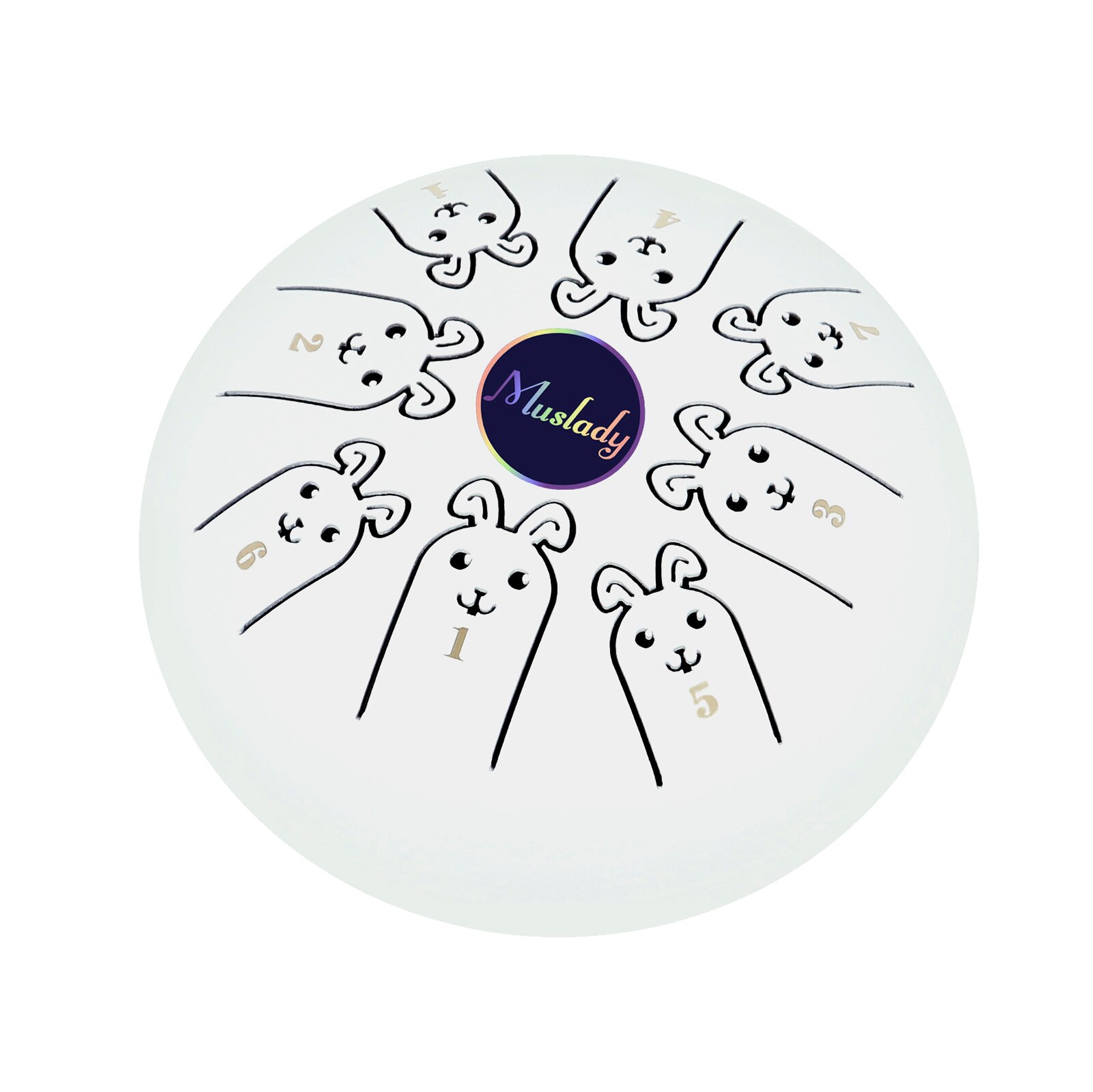 Muslady 5.5 Inches Mini Steel Tongue Drum 8 Notes C Key Handpan Drum Chinese Zodiac Patterned Tank Drum Percussion Instruments: White