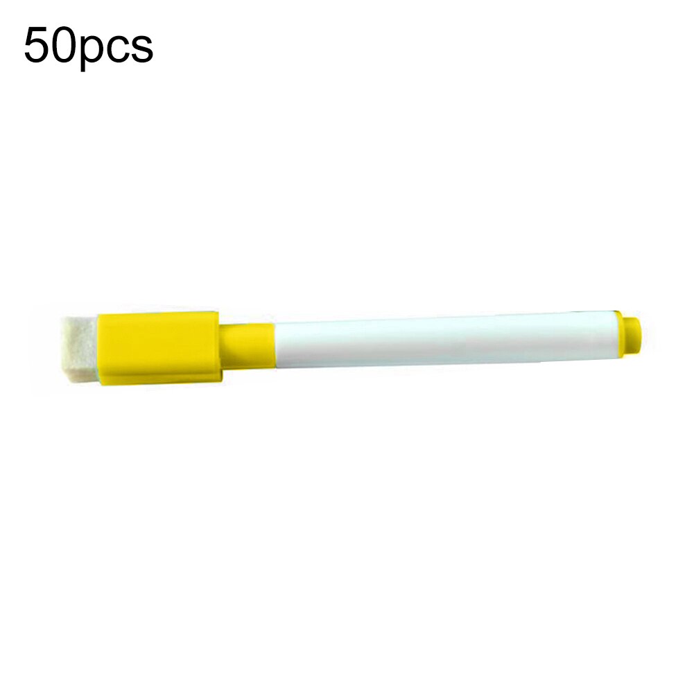50Pcs Erasable Dry Whiteboard Markers Drawing Pens School Office Stationery: Yellow 50pcs