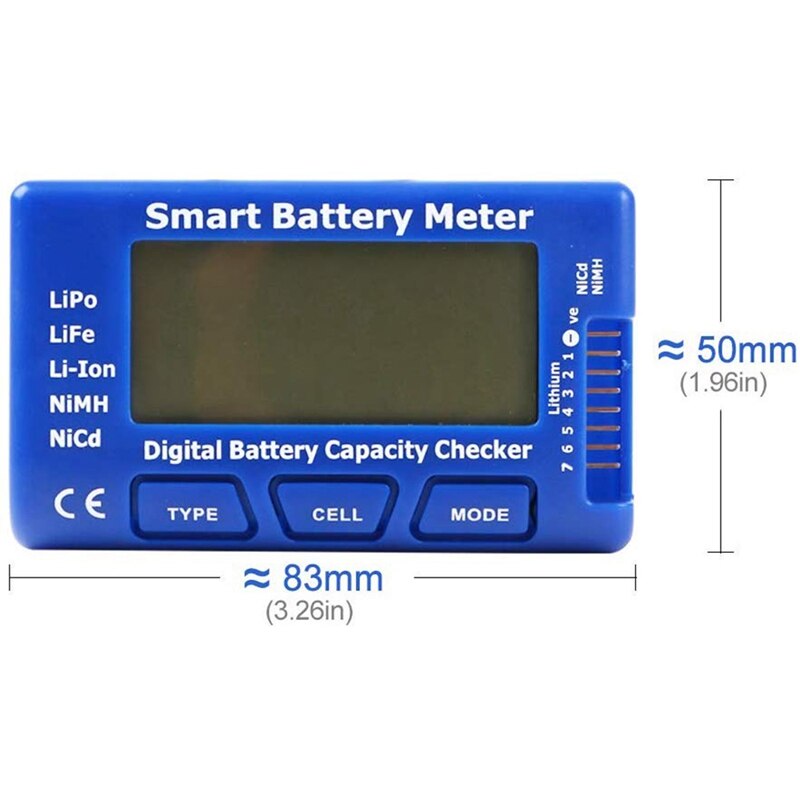 Digital RC Battery Capacity Tester, 5 in 1 Smart Battery Meter, Esc Tester Capacity Checker for 1-7S LiPo Life Li-Ion NiMH Batte