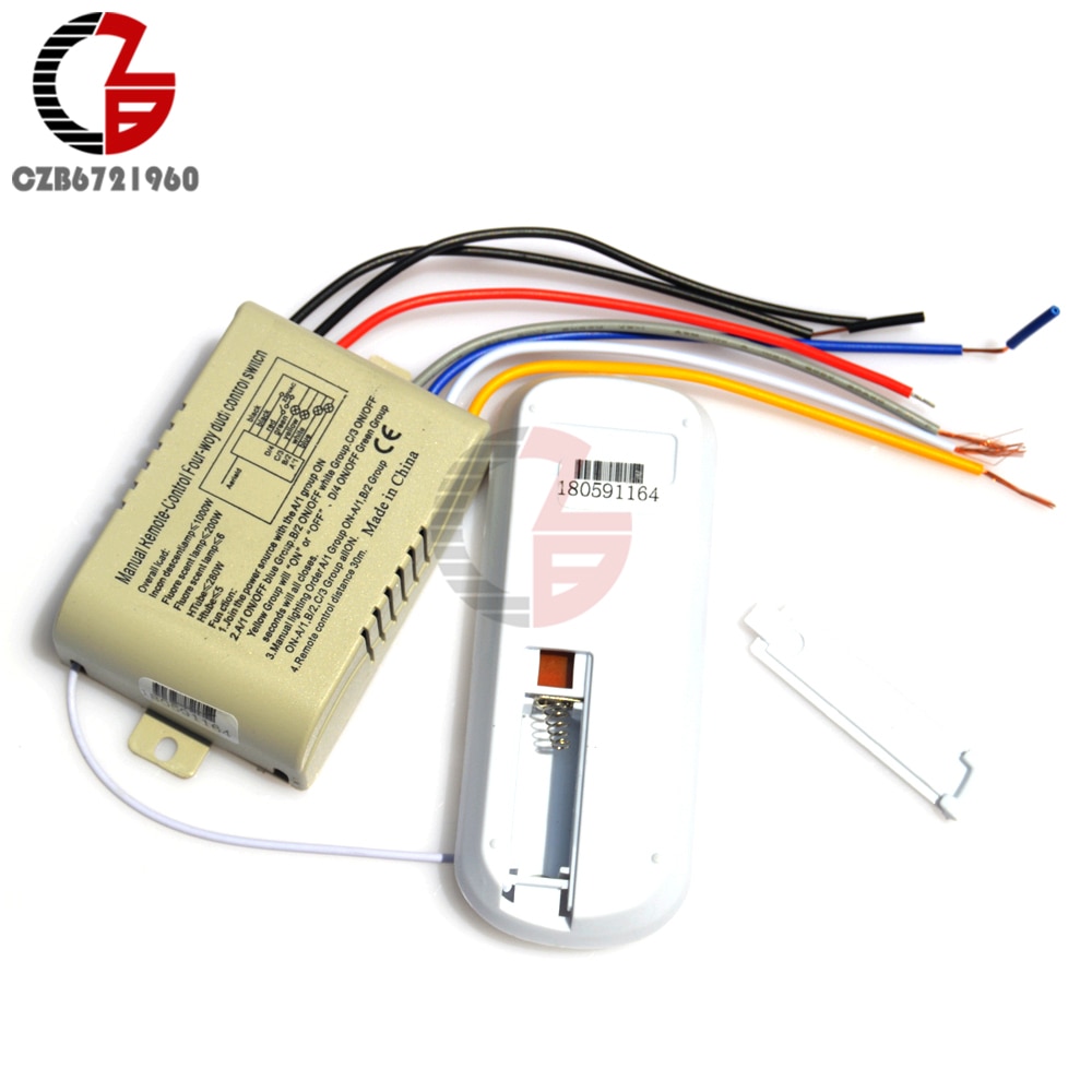 Across Wall 220V Remote Control Switch Wall Chandelier Lamp LED Light Switch Sleep Mode 1 2 3 4 CH Receiver Transceiver On Off