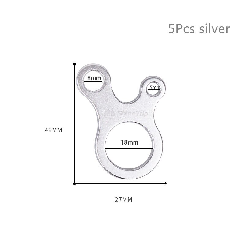 5 pcs/lot Camping Tent Cord Rope Fastener Guy Line Runner Carabiner Hook Hanger Tightener Accessories: 5Pcs Silver