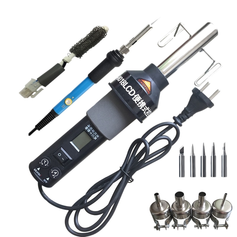 UE enchufe, Gj-8018Lcd 220V 450W grado ajustable electrónico calor desoldador Estación de soldadura + soldador eléctrico: Default Title