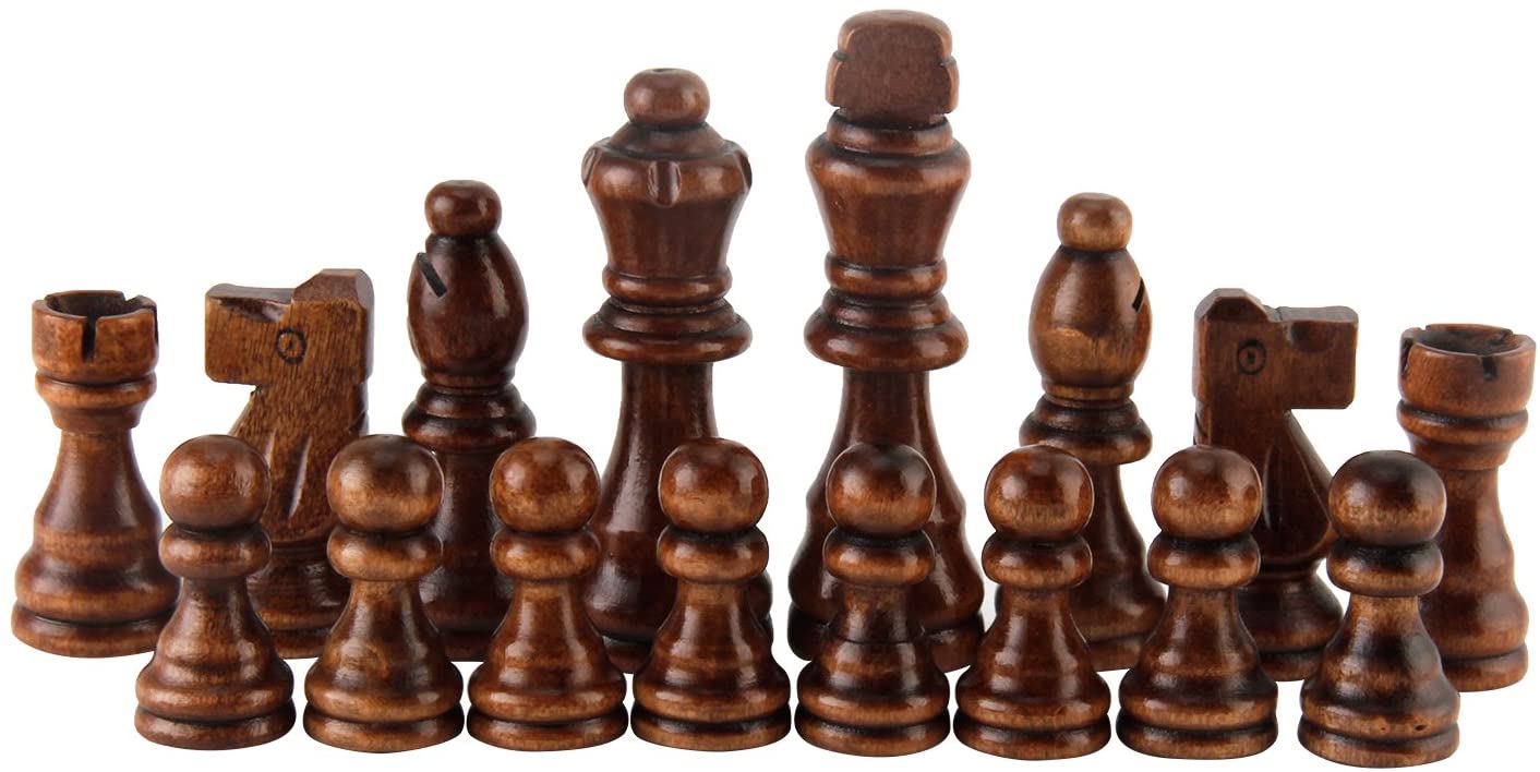 Wooden Chess Pieces Only 32 Pieses Standard Tournamen Staunton Wood Chessmen 8cm King Storage Bag Chess Game
