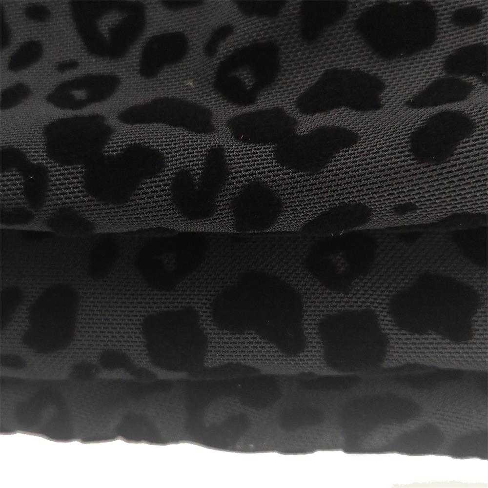 Estampado de leopardo elástico de 4 vías tejido de terciopelo burnout, patrones de animales para escenario, disfraces, , ropa, color negro