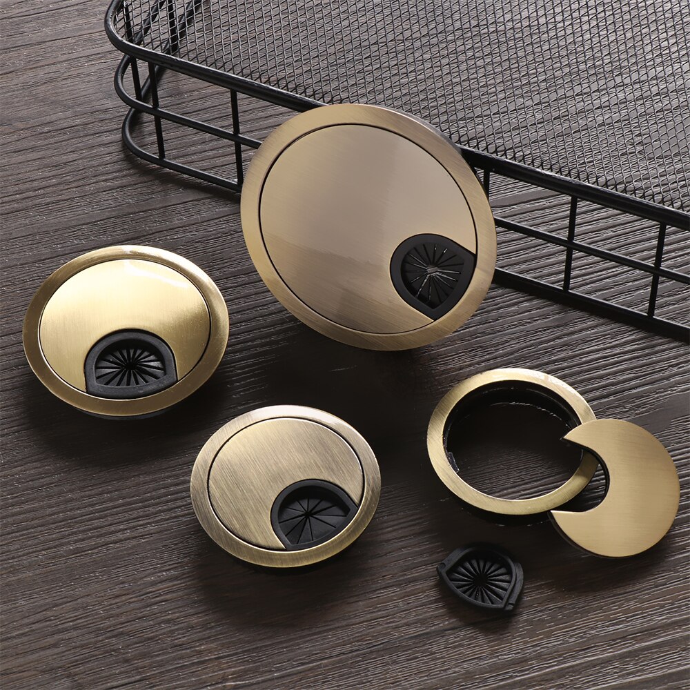4Sizes Zinc Alloy Cable Outlet Port Desk Wire Hole Cover Surface Line Box Hardware for Computer Tidy Grommet Table