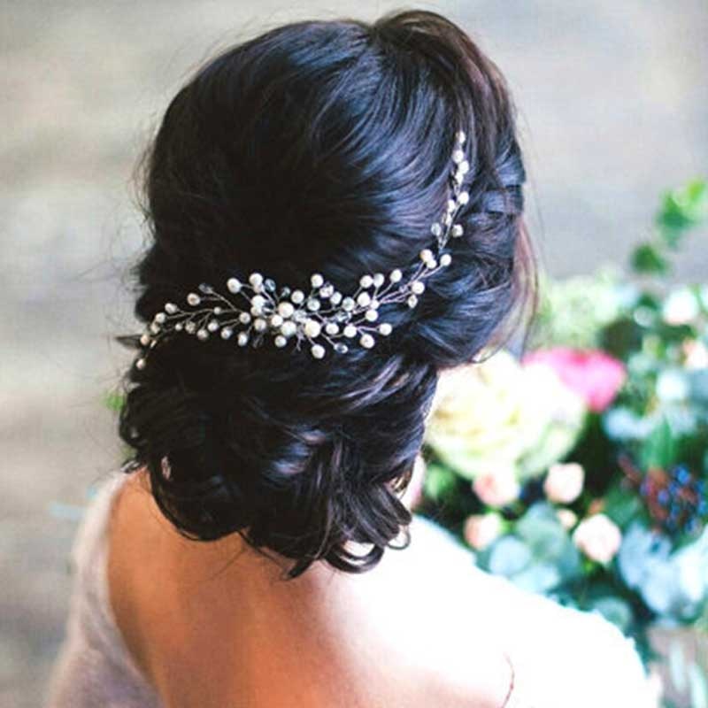 GETNOIVAS Handmade Silber Farbe Perle Blume Haar Kamm Braut Tiara Crown Kopfschmuck Hochzeit Braut Frauen Haar Schmuck Zubehör