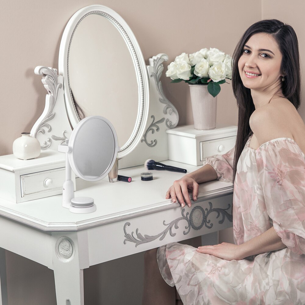 Wall Mounted Round Vanity Mirror Rotating Folding Cosmetic Mirror Household Make-up Mirror Perforating Toilet Glass Single Si