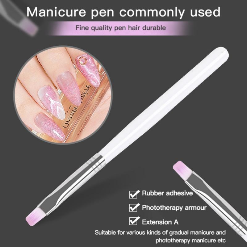 Nail Brush Voor Manicure Gel Penselen Roze Korte Handvat Pen Crescent Bloemblaadje Pen Gekarteld Voor Gel Nagellak Schilderij Tekening