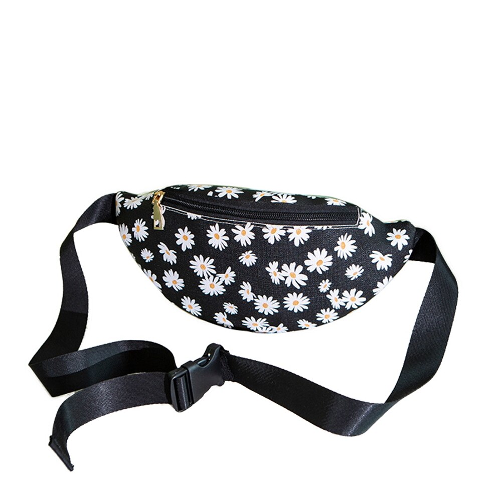Bolsa de cintura feminina margarida impressão pacote de cintura em forma de bolinho ajustável saco de peito feminino bolsa de cinto de viagem sacos de banana fanny