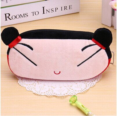 FUDEAM Soft Plush Cartoon Women Long Coin Purse Cute Zipper Girl School Stationery Pencil Case Usb Cable Storage Bag Key Wallet: Red Eva