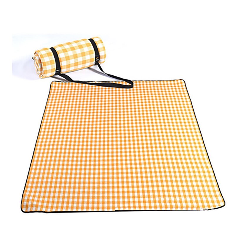 Camping Beach Plaid Picnic Mat Outdoor Folding Moistureproof Waterproof Blanket Thicken Pad Breathable Soft Blanket Tourist Pad: Yellow / 200cmx200cm