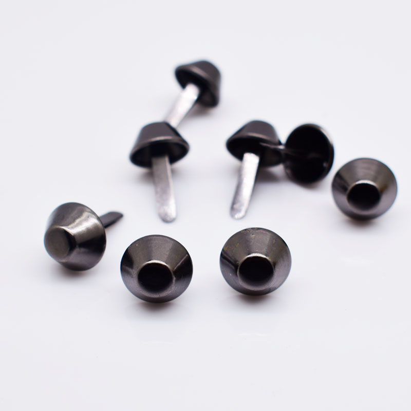 Artesanía de Metal negro mate de 12mm para monedero, remaches para los pies, tachuelas perforadas para monedero, bolso de mano, tachuelas Punk Rock, artesanía de cuero, 100 Uds.