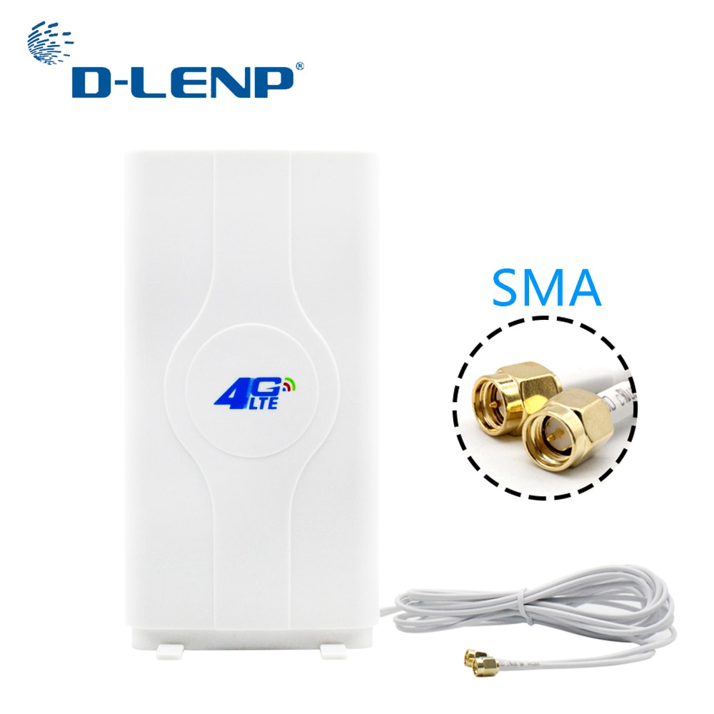 Dlenp 4G LTE Mimo Antenne Panneau 2 Mètres 2-SMA pour Huawei E5776 E5786 E5377 E5372 E5573 E589 Aircard AC779S AC810S 700-2600Mhz