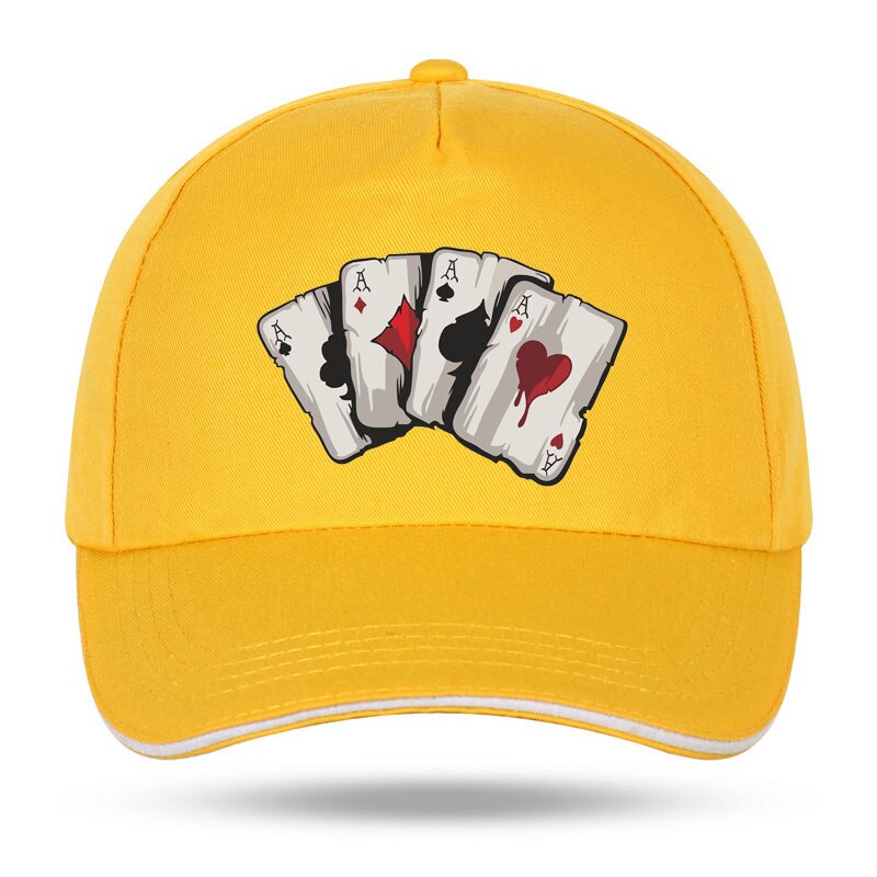 Sommer brand poker spar en interessant print herre baseball kasketter afslappet hip hop bomuld kvinder trucker cap velcro hat: Gul