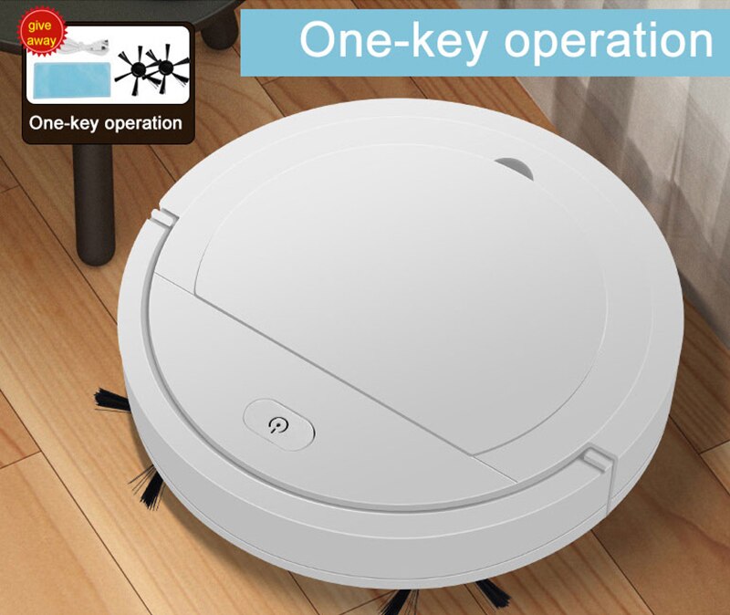 Robot Vacuum Cleaner USB Charging Indoor Automatic Dust Robot Multifunctional Intelligent Household Ultra-Thin Vacuum Cleaner: Pure White