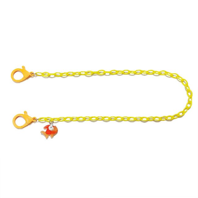 Cadena de hilo de algodón para gafas, collar de cadena para mascarillas, colgante de corazón, correas para gafas de sol, cordón para el cuello: Yellow